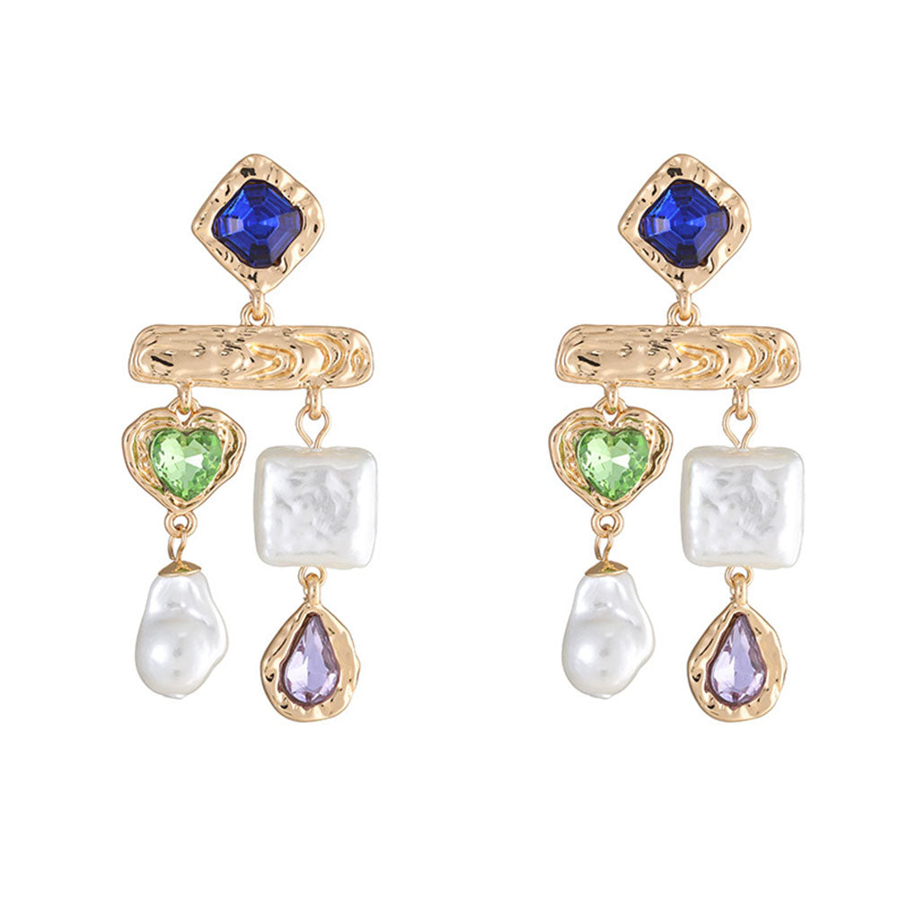 Creative Pearl & Rhinestone Earrings 18K - nocoeedd