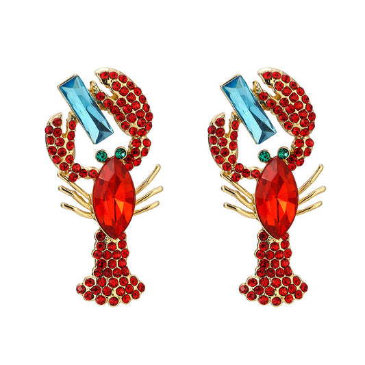 Crab Rhinestone Earrings 18K - nocoeedd