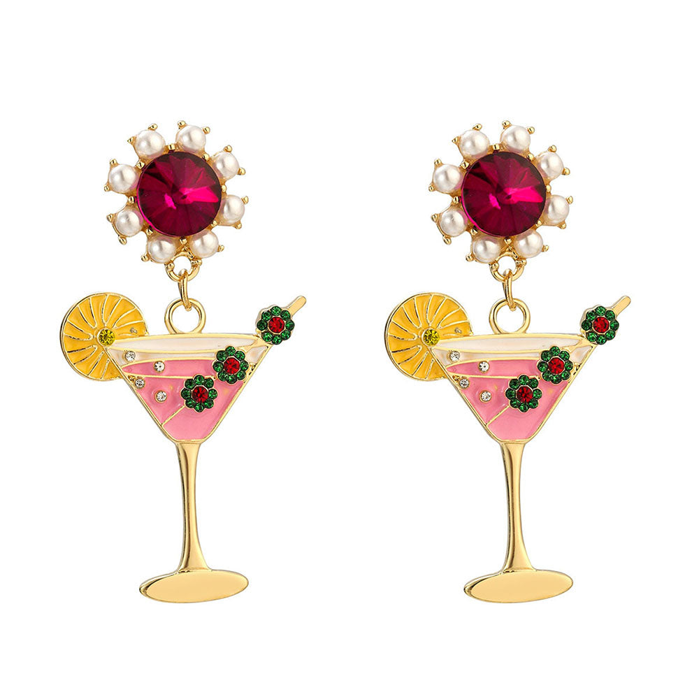 Cocktail Glass Earrings 18K - nocoeedd