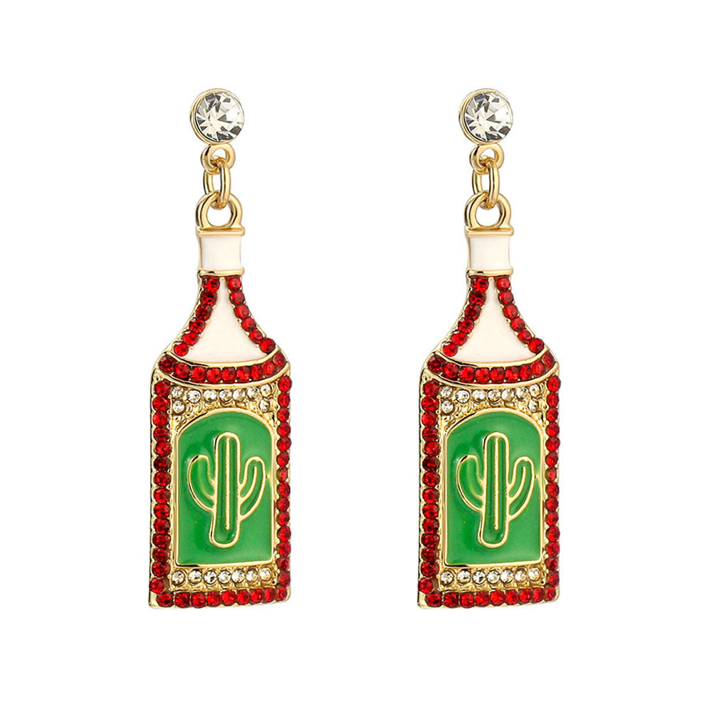 Wine Bottle Earrings 18K - nocoeedd