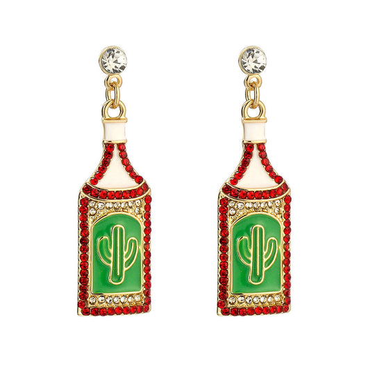 Wine Bottle Earrings 18K