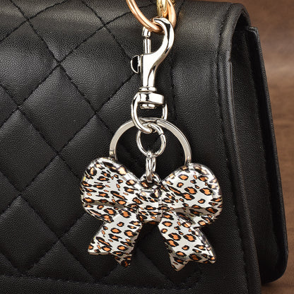 Leopard Print Bow Bag Charm