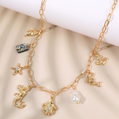 Mermaid Shell Ocean Necklace 18K - nocoeedd