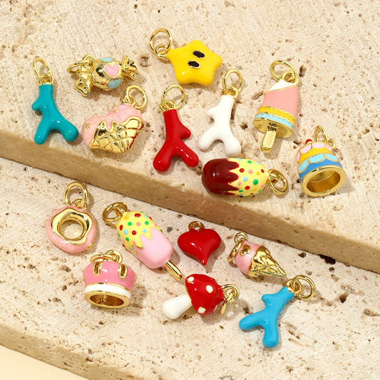 18K Cute Enamel Drip Charms DIY