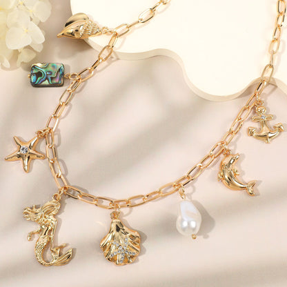 Mermaid Shell Ocean Necklace 18K - nocoeedd