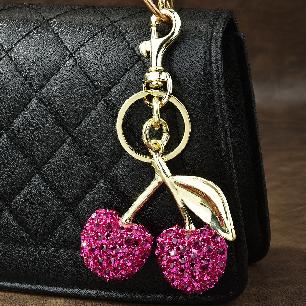 Rhinestone Cherry Bag Charm