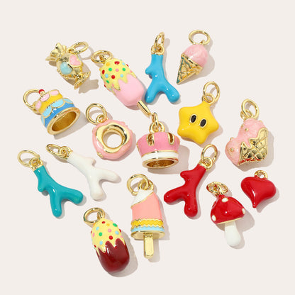 18K Cute Enamel Drip Charms DIY