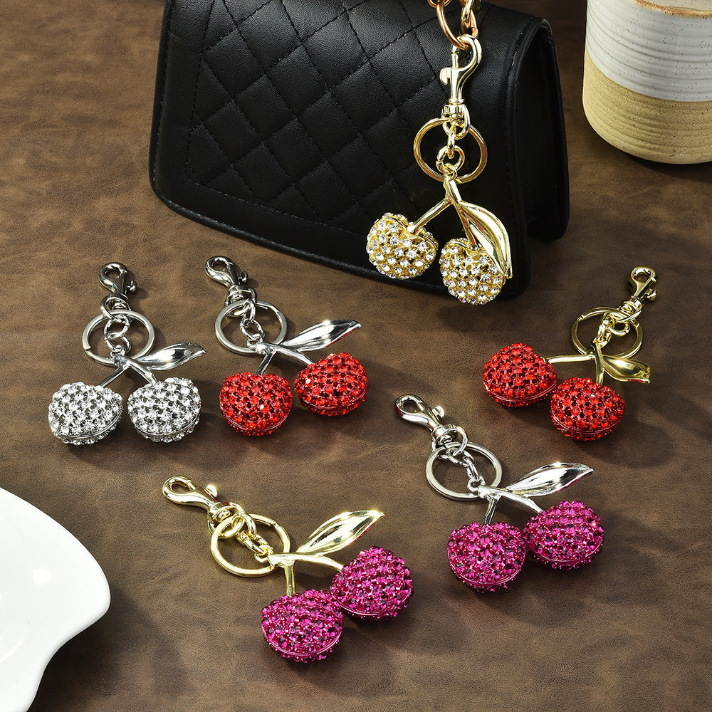 Rhinestone Cherry Bag Charm