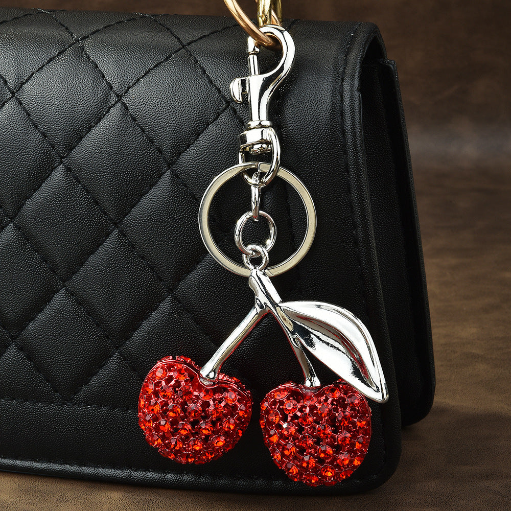 Rhinestone Cherry Bag Charm