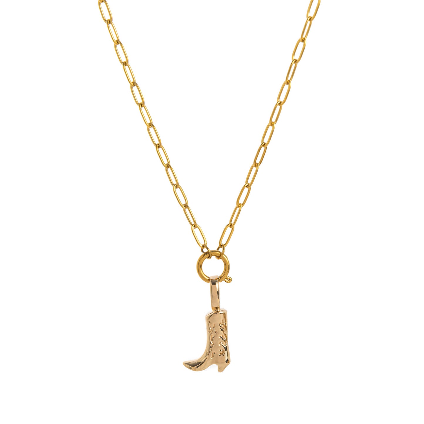 18K Gold Boot Pendant Necklace