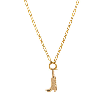 18K Gold Boot Pendant Necklace