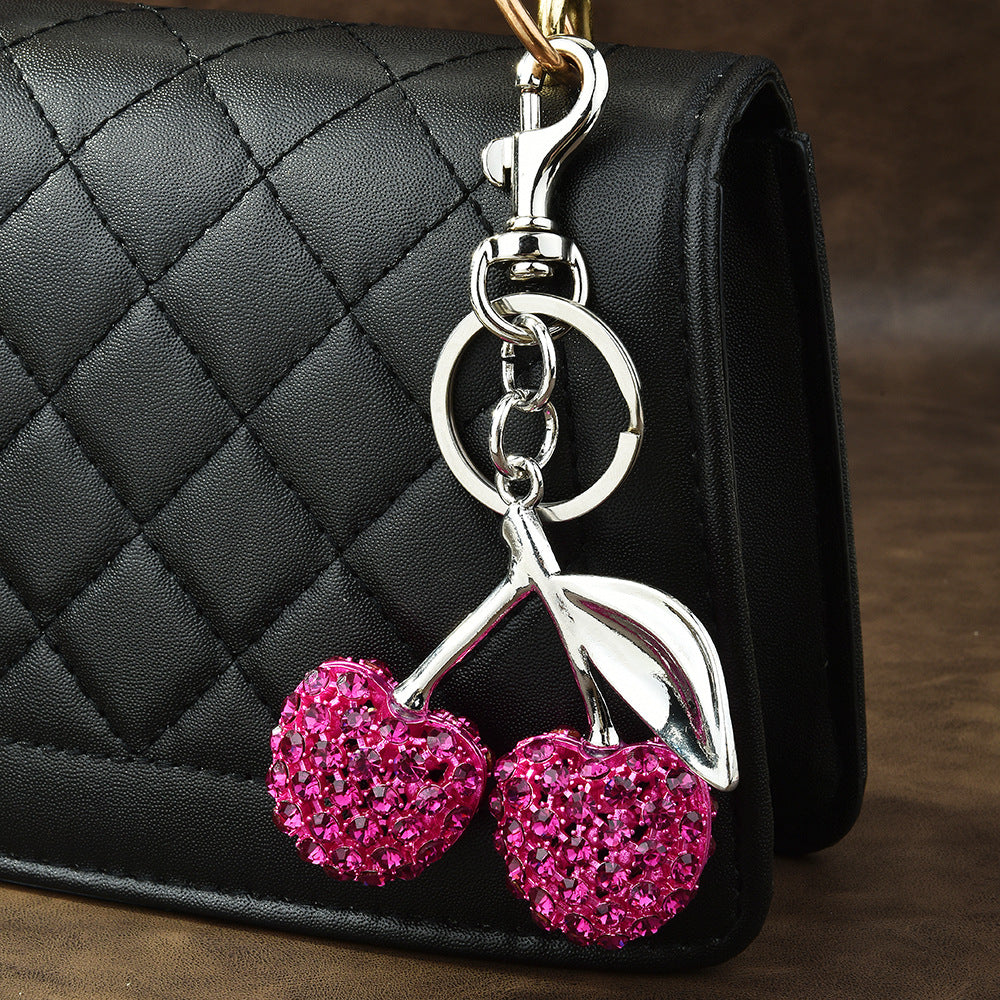 Rhinestone Cherry Bag Charm