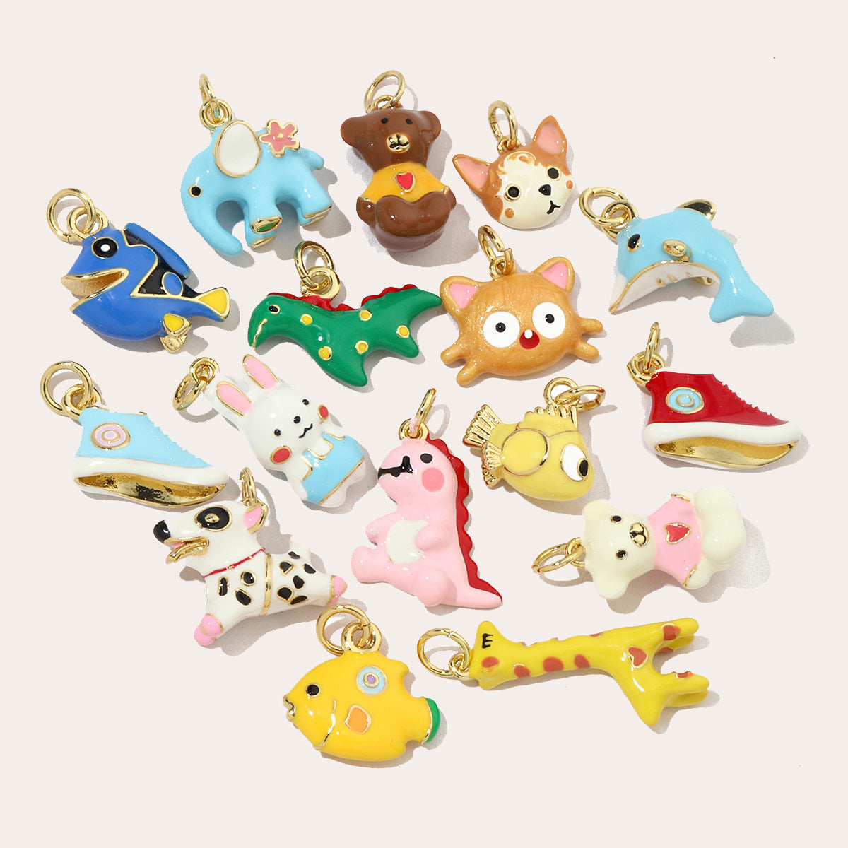 18K Animal Enamel Charms for DIY