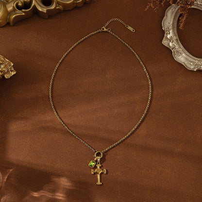 18K Gold Cross Pendant Necklace - nocoeedd