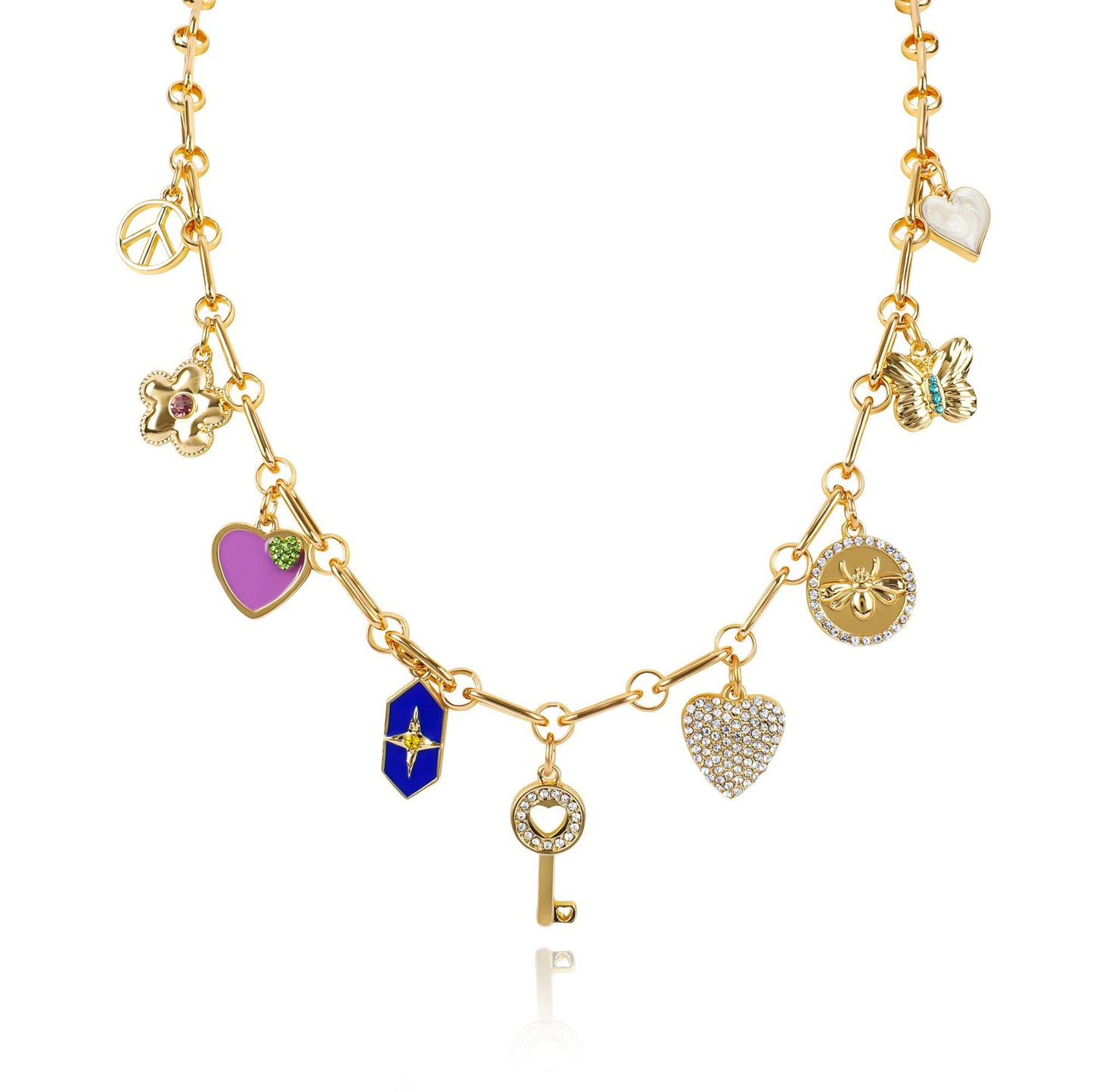 Heart Key Star Necklace 18K - nocoeedd