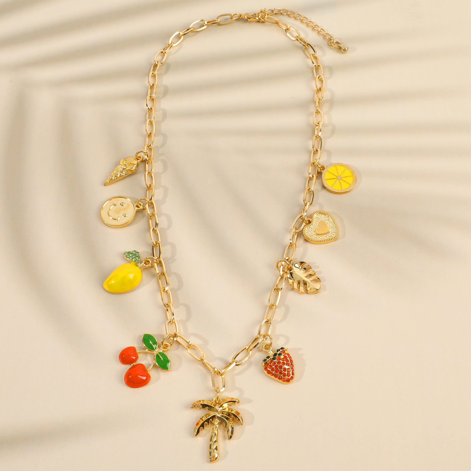 Cherry & Strawberry Fruit Necklace 18K - nocoeedd