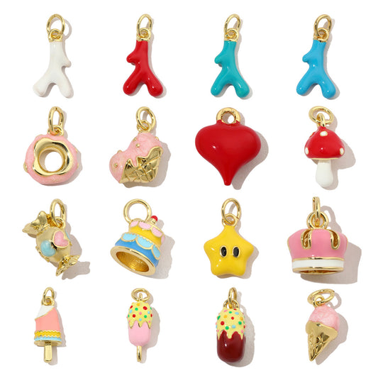 18K Cute Enamel Drip Charms DIY