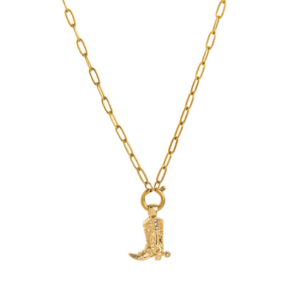 18K Gold Boot Pendant Necklace