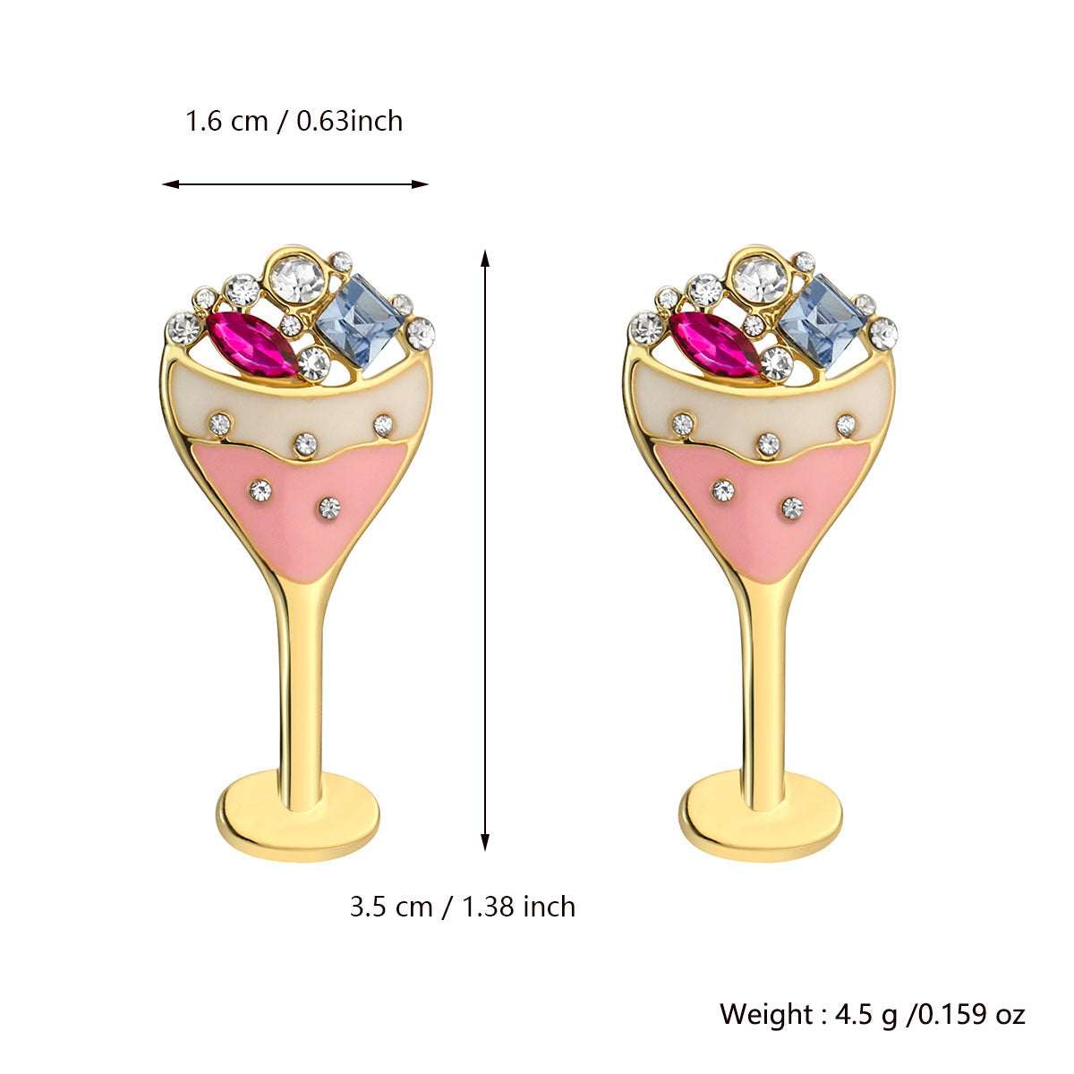 Wine Glass Earrings 18K - nocoeedd