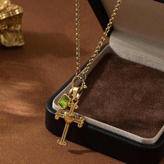 18K Gold Cross Pendant Necklace