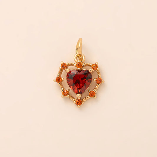 18K Ruby Heart Charm - nocoeedd