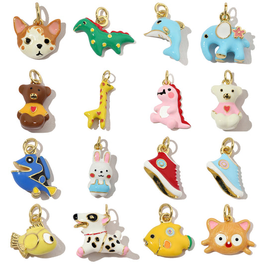 18K Animal Enamel Charms for DIY - nocoeedd