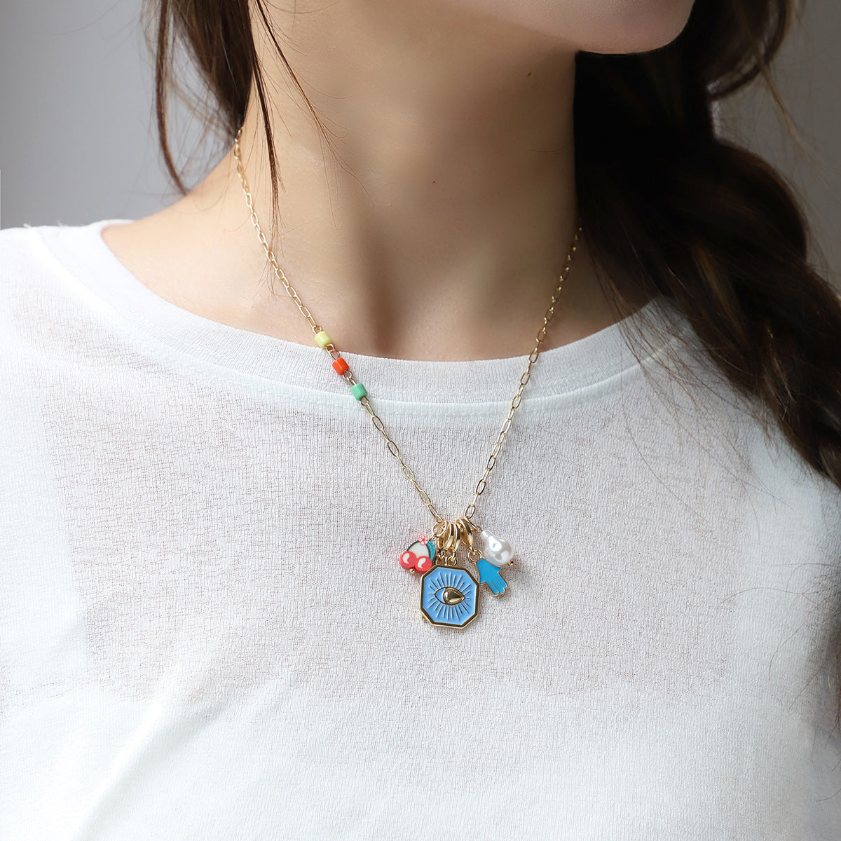 Cute Evil Eye Necklace 18K - nocoeedd