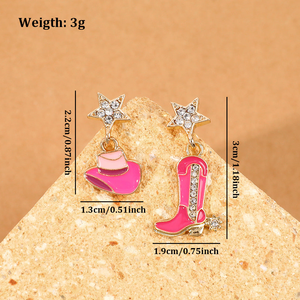 Pink Hat & Boots Earrings - nocoeedd