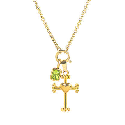 18K Gold Cross Pendant Necklace - nocoeedd