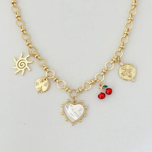 Heart Cherry Necklace 18K