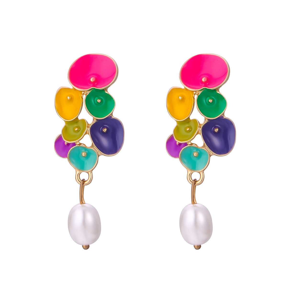 Colorful Flower Earrings 18K - nocoeedd