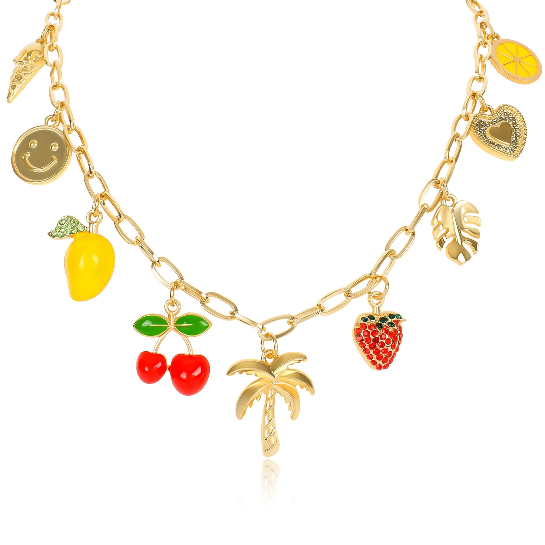 Cherry & Strawberry Fruit Necklace 18K - nocoeedd