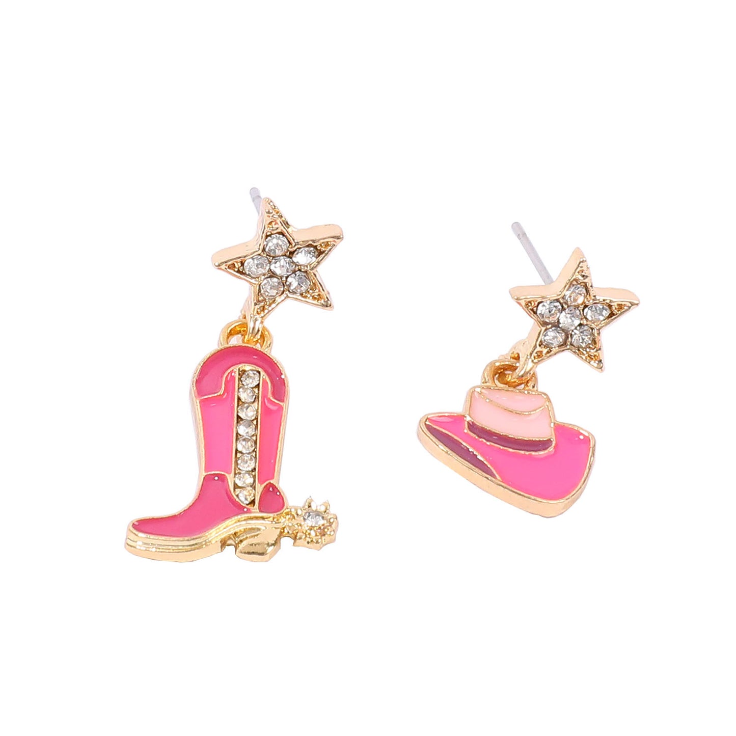 Pink Hat & Boots Earrings - nocoeedd