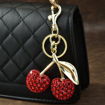 Rhinestone Cherry Bag Charm