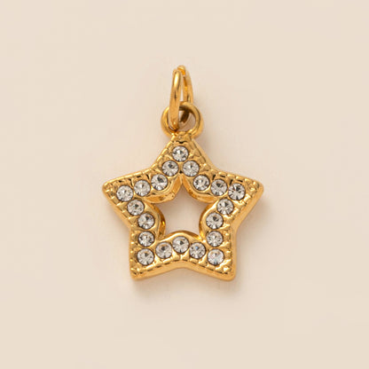 18K Gold Zircon DIY Charms - nocoeedd