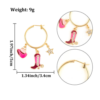 Pink Hat & Boots Earrings - nocoeedd