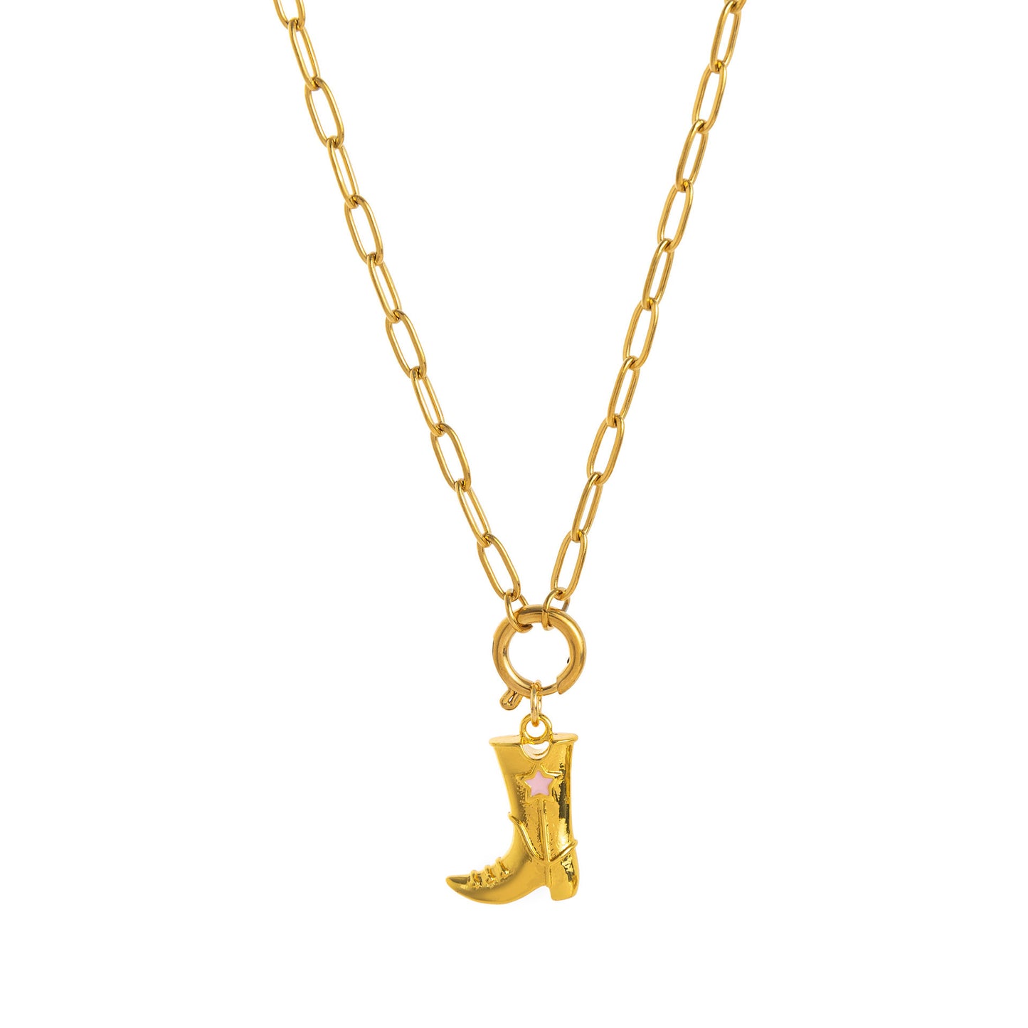 18K Gold Boot Pendant Necklace