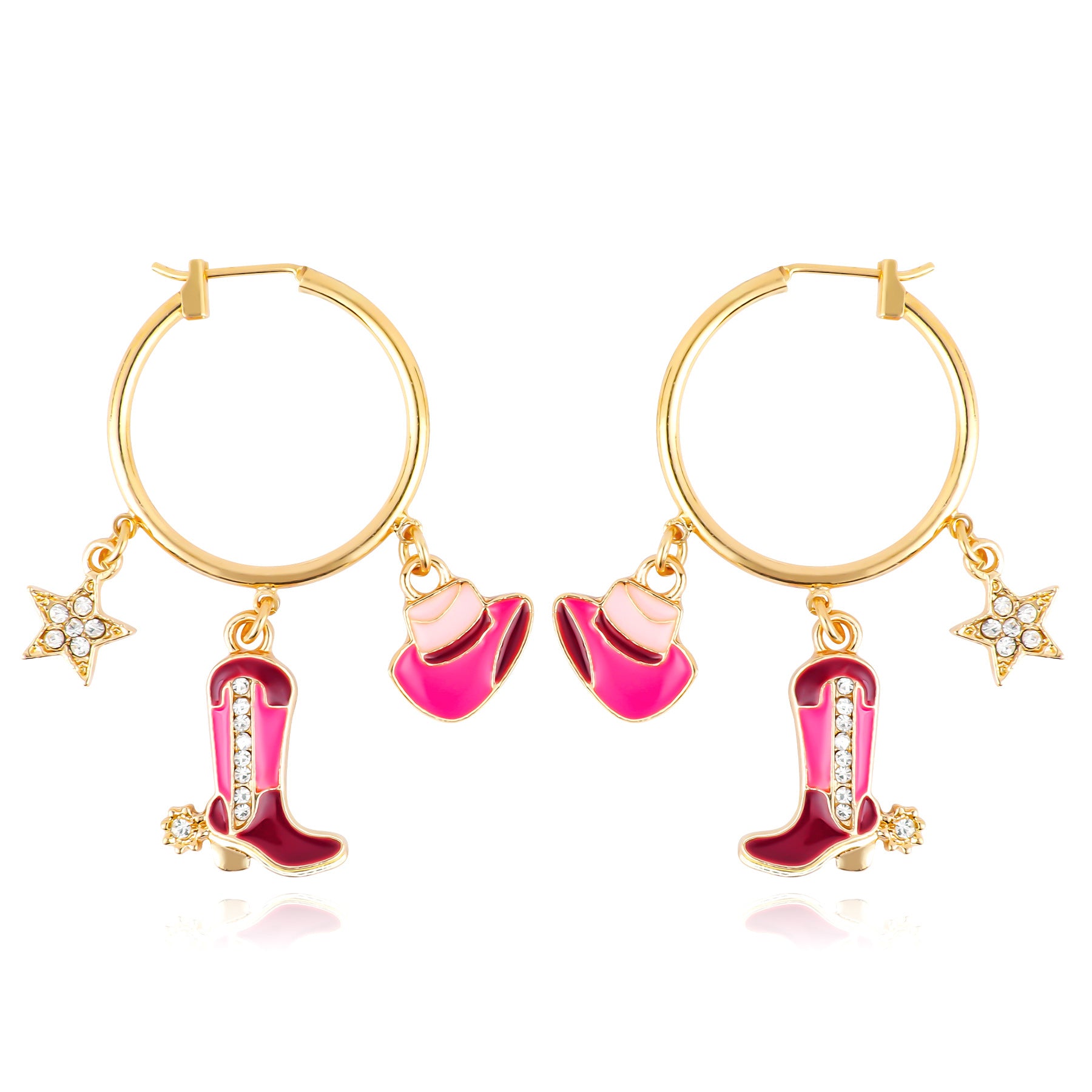 Pink Hat & Boots Earrings - nocoeedd